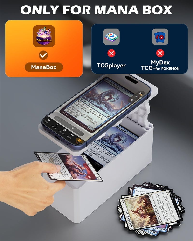 CloudValley حامل ماسح بطاقات TCG لبطاقات التداول MTG، 【مواد ABS】حامل قابل للتعديل لمسح الهاتف، 【مسح سريع وفحص الأسعار】متوافق مع تطبيق ManaBox (غير مطبوع بتقنية 3D) - Image 5